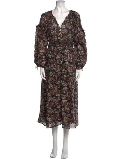 Pre-owned Cleobella Paisley Print Long Dress In Blue