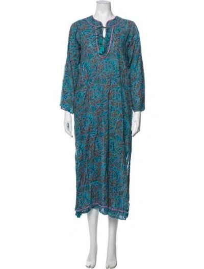 Pre-owned Cleobella Paisley Print Long Dress In Blue