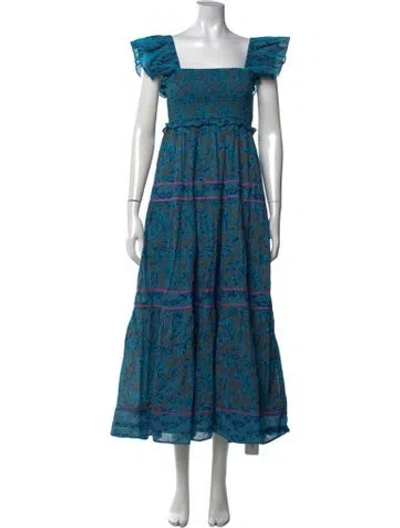 Pre-owned Cleobella Paisley Print Long Dress In Blue