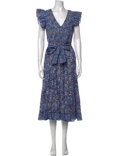 Pre-owned Cleobella Paisley Print Long Dress In Blue/metallic