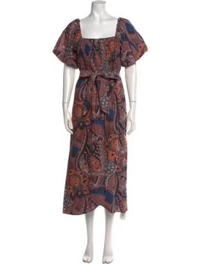 Pre-owned Cleobella Paisley Print Long Dress In Multicolor