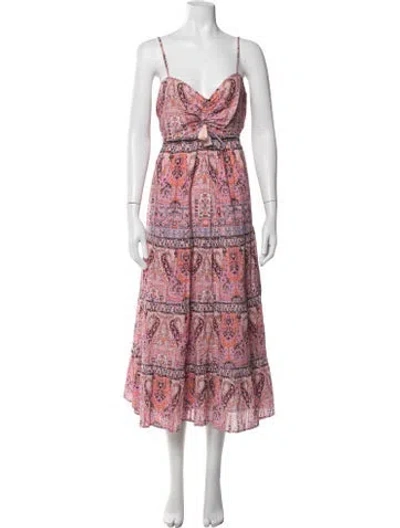 Pre-owned Cleobella Paisley Print Long Dress In Pink