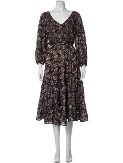 Pre-owned Cleobella Paisley Print Midi Length Dress In Blue