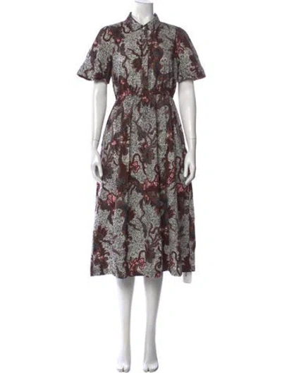 Pre-owned Cleobella Paisley Print Midi Length Dress In Brown