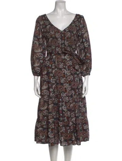 Pre-owned Cleobella Paisley Print Midi Length Dress In Multi