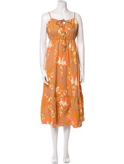 Pre-owned Cleobella Paisley Print Midi Length Dress In Neutral