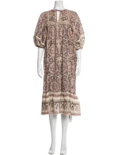 Pre-owned Cleobella Paisley Print Midi Length Dress In Neutrals