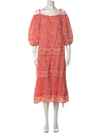 Pre-owned Cleobella Paisley Print Midi Length Dress In Pink