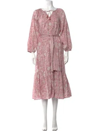 Pre-owned Cleobella Paisley Print Midi Length Dress In Purple