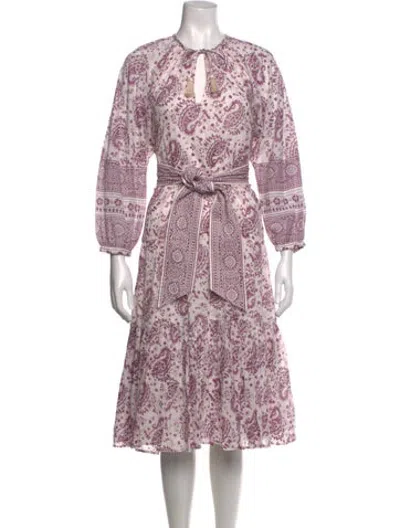 Pre-owned Cleobella Paisley Print Midi Length Dress In Purple