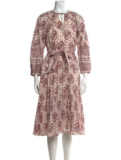 Pre-owned Cleobella Paisley Print Midi Length Dress In Red