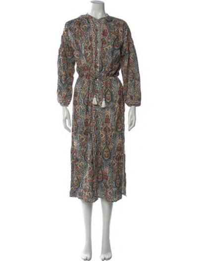 Pre-owned Cleobella Paisley Print Midi Length Dress W/ Tags In Neutral
