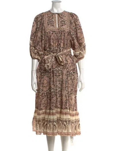 Pre-owned Cleobella Paisley Print Midi Length Dress W/ Tags In Neutrals