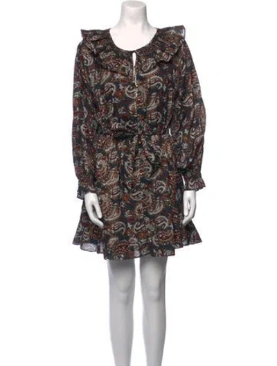 Pre-owned Cleobella Paisley Print Mini Dress In Black