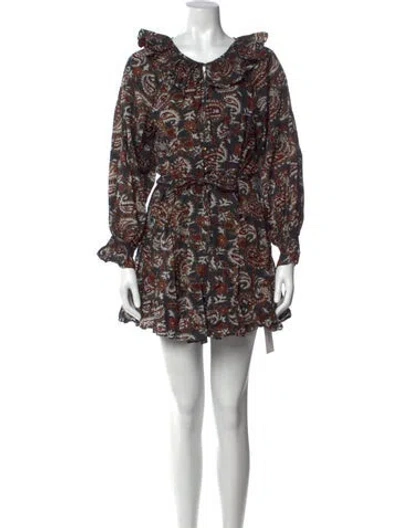 Pre-owned Cleobella Paisley Print Mini Dress In Black