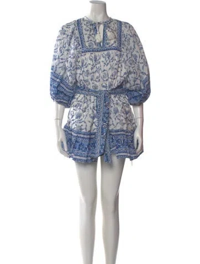 Pre-owned Cleobella Paisley Print Mini Dress In Blue