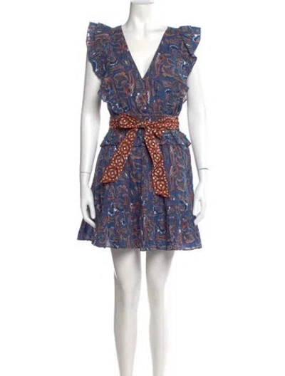 Pre-owned Cleobella Paisley Print Mini Dress In Blue