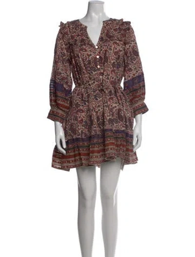 Pre-owned Cleobella Paisley Print Mini Dress In Blue