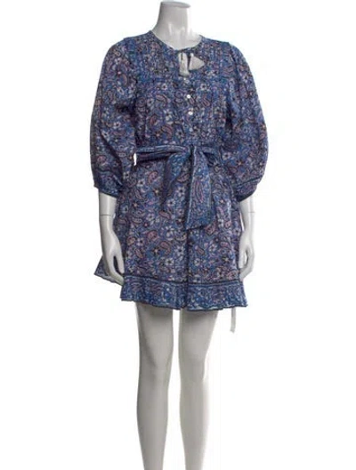 Pre-owned Cleobella Paisley Print Mini Dress In Blue