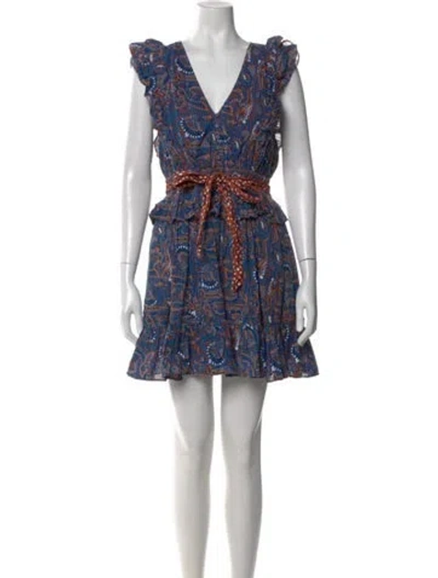 Pre-owned Cleobella Paisley Print Mini Dress In Blue