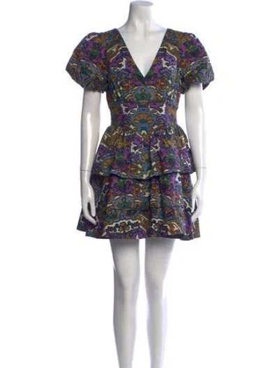 Pre-owned Cleobella Paisley Print Mini Dress In Blue