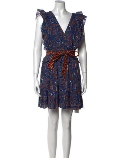 Pre-owned Cleobella Paisley Print Mini Dress In Blue