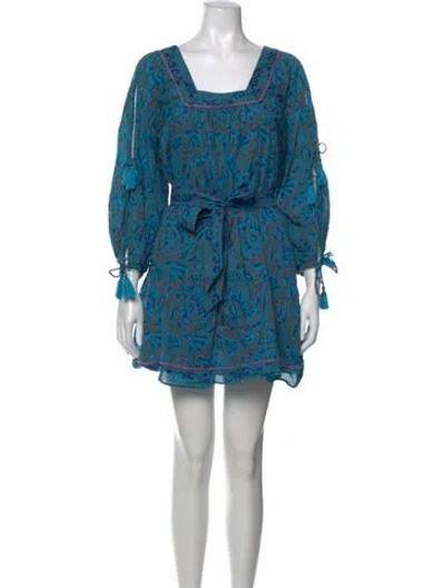 Pre-owned Cleobella Paisley Print Mini Dress In Blue