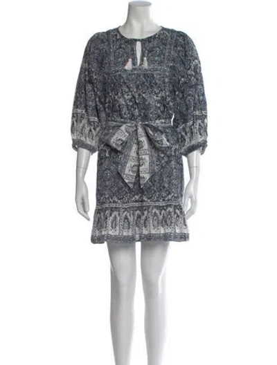 Pre-owned Cleobella Paisley Print Mini Dress In Gray