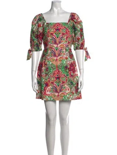 Pre-owned Cleobella Paisley Print Mini Dress In Green