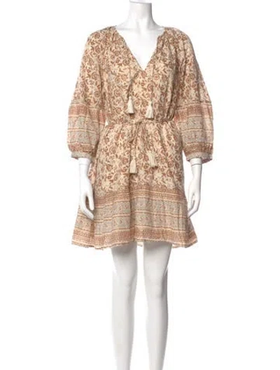 Pre-owned Cleobella Paisley Print Mini Dress In Neutral