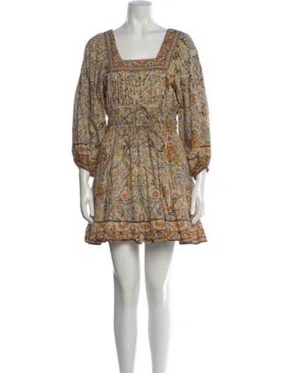 Pre-owned Cleobella Paisley Print Mini Dress In Neutral