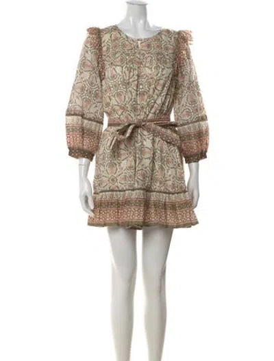 Pre-owned Cleobella Paisley Print Mini Dress In Neutral
