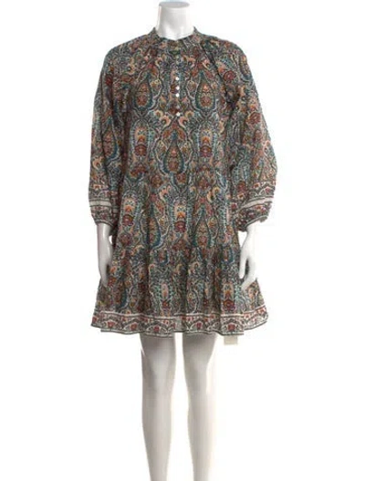 Pre-owned Cleobella Paisley Print Mini Dress In Neutral