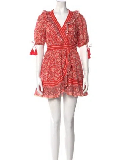 Pre-owned Cleobella Paisley Print Mini Dress In Orange