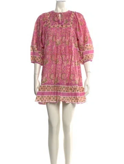 Pre-owned Cleobella Paisley Print Mini Dress In Pink