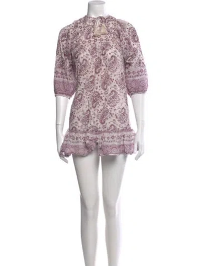 Pre-owned Cleobella Paisley Print Mini Dress In Purple
