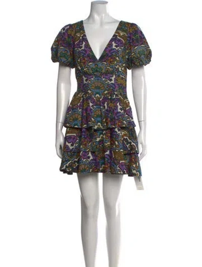 Pre-owned Cleobella Paisley Print Mini Dress In Purple