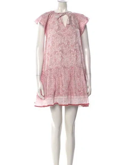 Pre-owned Cleobella Paisley Print Mini Dress In Red