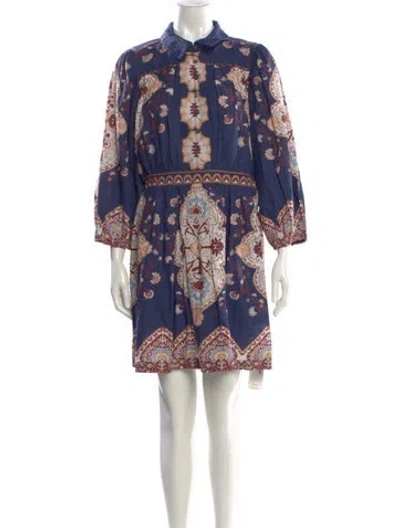 Pre-owned Cleobella Paisley Print Mini Dress W/ Tags In Blue