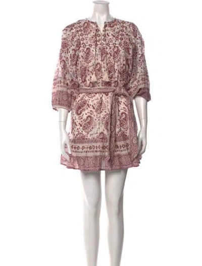 Pre-owned Cleobella Paisley Print Mini Dress In White