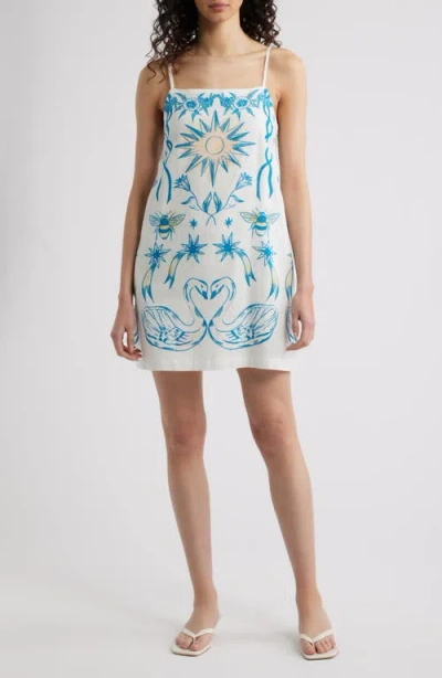 Cleobella Parvana Cotton & Linen Mini Sundress In Blue