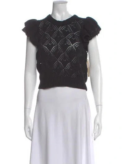 Pre-owned Cleobella Patterned Crew Neck Sweater In Black