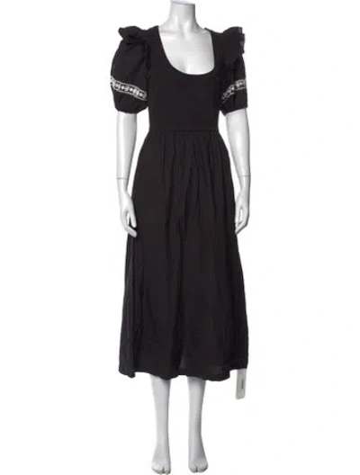 Pre-owned Cleobella Patterned Long Dress In Black