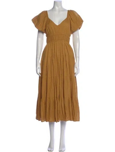 Pre-owned Cleobella Patterned Long Dress In Neutral