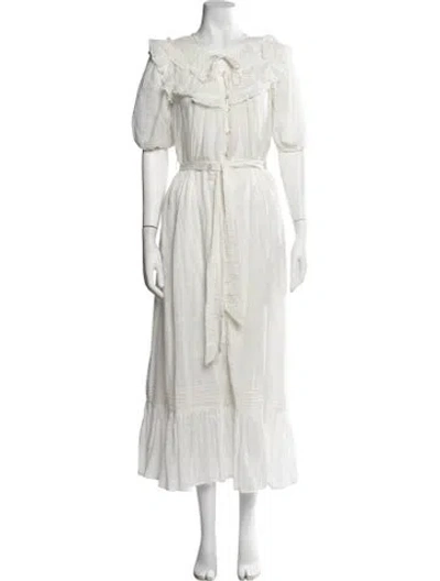 Pre-owned Cleobella Patterned Long Dress In White