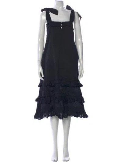 Pre-owned Cleobella Patterned Midi Length Dress In Black