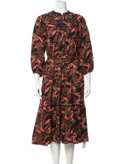 Pre-owned Cleobella Patterned Midi Length Dress In Brown