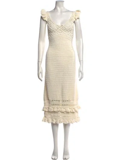 Pre-owned Cleobella Patterned Midi Length Dress In Neutral