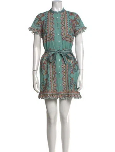 Pre-owned Cleobella Patterned Mini Dress In Blue