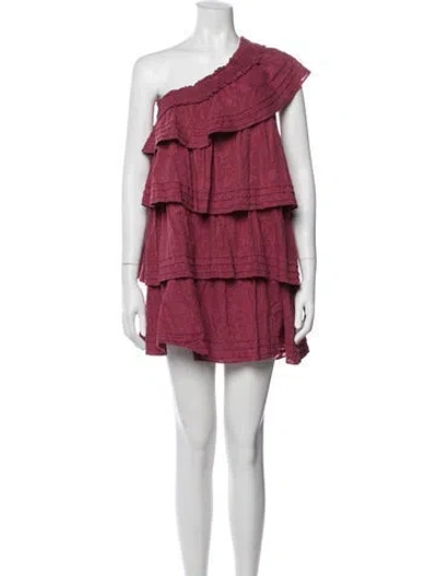 Pre-owned Cleobella Patterned Mini Dress In Burgundy